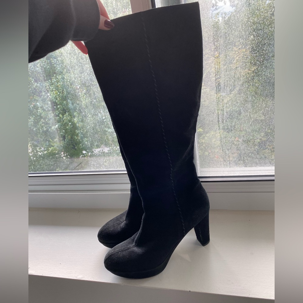 Zamagni leather/suede heeled knee-high boots